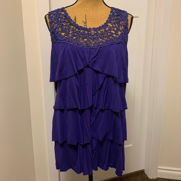 Pennington’s Purple Tiered Lace Neckline Shirt